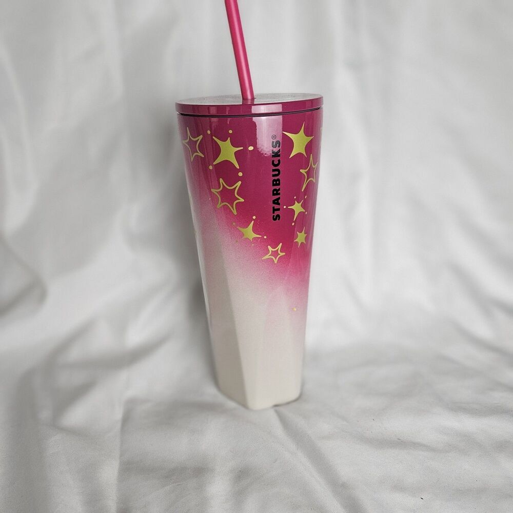 Starbucks 2024 Holiday Stainless Steel Pink Gold Star Tumbler Venti 24oz NWT